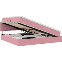 vidaXL LED-Speicherbett mit Matratze Rosa 200 x 200 cm Samt