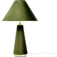 Relaxdays Tischlampe, Samtschirm & Metallfuß, E14, HxD: 47 x 30 cm, Nachttischlampe mit Kabel, Schlafzimmer, olive/gold