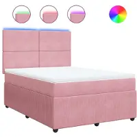 Syfax Boxspringbett mit Matratze Rosa 160x200 cm Samt