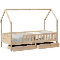 Syfax Kinderbett mit Schubladen 90x190 cm Massivholz Kiefer