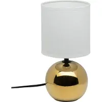 Atmosphera Weiße Nachttischlampe Boule, dekorative Beleuchtung mit Lampenschirm und Keramiksockel E14