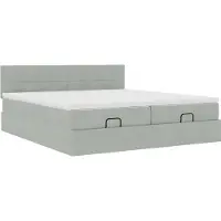 Syfax Ottoman-Bett mit Matratzen Hellgrau 200x200 cm Samt