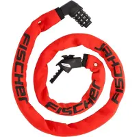 Fischer Fahrrad Kettenschloss Neopren 130cm 6mm Zahlen - rot