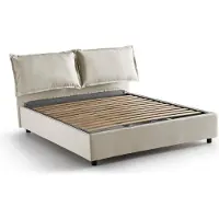 Talamo Italia Doppelbett Maddalena, Containerbett mit Stoffbespannung, 100% Italy, Frontöffnung, passend für Matratze Cm 140x200, Beige