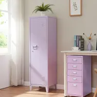 En.casa Einzelspind ’Kurikka’ mit 2 Ablagen abschließbar Metall 137 x 38 x 38 cm Lila