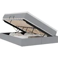 Syfax Aufbewahrungsbett mit Matratze Hellgrau 140 x 190 cm Polyester
