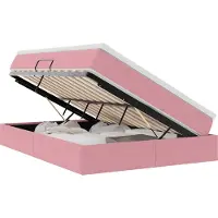 Syfax Aufbewahrungsbett mit Matratze Rosa 140 x 190 cm Samt
