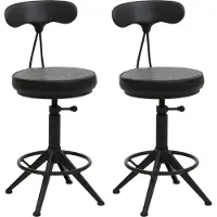 Mendler 2er-Set Barhocker HWC-O84, Barstuhl Drehhocker Industrial höhenverstellbar, Kunstleder Metall schwarz
