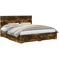 Syfax Bettrahmen Geräucherte Eiche 200 x 200 cm Holzwerkstoff