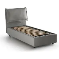 Talamo Italia Einzelbett Vanessa, Containerbett mit Stoffbespannung, 100% Italy, Frontöffnung, passend für Matratze 80x190 cm, Grau