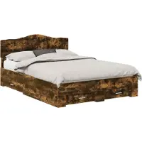 Syfax Bettrahmen Geräucherte Eiche 140 x 190 cm Holzwerkstoff