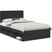 Syfax Bettrahmen Schwarz 120 x 190 cm Massives Kiefernholz