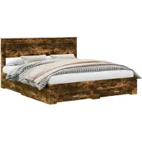 Syfax Bettrahmen Geräucherte Eiche 200 x 200 cm Holzwerkstoff