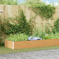 vidaXL "Schlussverkauf" Hochbeet im Garten - 1 pc - Blumenbeet/Gartenbeet - Hellbraun 775x100x36 cm Verzinkter Stahl C13498