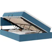 vidaXL LED-Speicherbett mit Matratze Dunkelblau 140 x 200 cm Samt