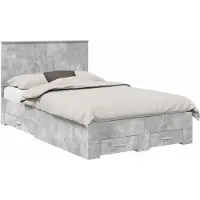 Syfax Bettrahmen mit Schubladen Beton Grau 135 x 190 cm Holzwerkstoff