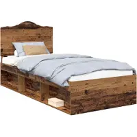 Syfax Bettrahmen Altholz 90 x 190 cm Massives Kiefernholz