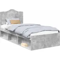 Syfax Bettrahmen Beton Grau 75 x 190 cm Massives Kiefernholz