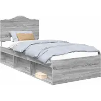 Syfax Bettrahmen Graues Sonoma 75 x 190 cm Massives Kiefernholz
