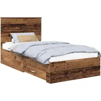 Syfax Bettrahmen mit Kopfteil Altholz 100 x 200 cm Holzwerkstoff