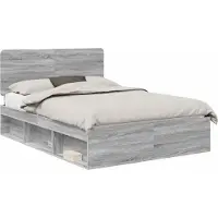 Syfax Bettrahmen Sonoma-Grau 150 x 200 cm Massives Kiefernholz
