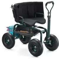 StarTech.com Mobiler Gartensitz mit Drehsitz - Ausziehbarer Griff 810x480x690/770 mm - Praktischer Gartenhelfer