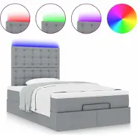 Syfax Ottoman-Bett mit Matratze & LEDs Hellgrau 120x200 cm Stoff