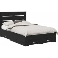 Syfax Bettrahmen Schwarz Eichen-Optik 135 x 190 cm Holzwerkstoff