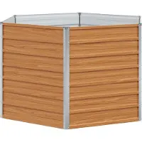 Syfax Hochbeet im Garten Hellbraun 129 x 129 x 77 cm Verzinkter Stahl