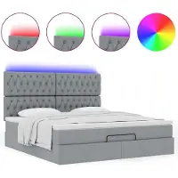 Syfax Ottoman-Bett mit Matratze & LEDs Hellgrau 180x200 cm Stoff