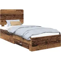 Syfax Bettrahmen mit Kopfteil Altholz 90 x 190 cm Holzwerkstoff