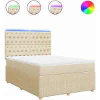 Syfax Boxspringbett mit Matratze Creme 140x190 cm Stoff