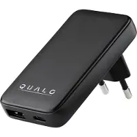 Qualo GaN Ultra Slim Netzladegerät USB-A / USB-C PD 45W DualPort Schwarz QLS-GN-US-AC-45-01