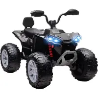 AIYAPLAY 24V Elektro Quad für Kinder mit 2 Motor, 2 Sitzer, Scheinwerfer Schwarz