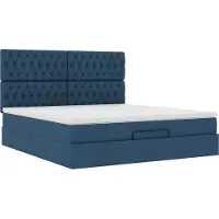 Syfax Ottoman-Bett mit Matratze Blau 160x200 cm Stoff