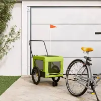 vidaXL Möbel Fahrradanhänger Hunde Grün und Schwarz Oxford-Gewebe & Eisen - Fahrradanhänger &58684