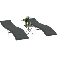 Prolenta Maison Exclusive - Sonnenliegen 2 Stk. mit Tisch Grau Poly Rattan