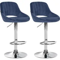 CLP 2er Set Barhocker Milet Samt, Farbe:schwarz, Material Gestell:Metall matt schwarz
