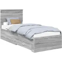Syfax Bettrahmen Graue Sonoma und Silber 75 x 190 cm Holzwerkstoff