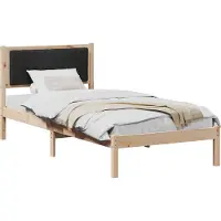 Syfax Bettgestell mit gepolstertem Kopfteil Schwarz 90 x 190 cm