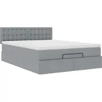 Syfax Ottoman-Bett mit Matratze Hellgrau 140x200 cm Stoff