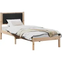 Syfax Bettgestell mit gepolstertem Kopfteil Schwarz 75 x 190 cm