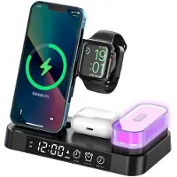 Lobwerk 5in1 induktive Ladestation Wireless Charger Ladegerät Digitaluhr Nachtlicht