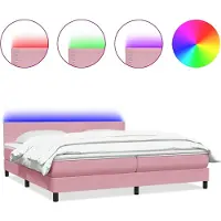 Syfax Boxspringbett mit Matratze & LED Rosa 180x210 cm Samt