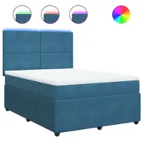 Syfax Boxspringbett mit Matratze Blau 160x200 cm Samt