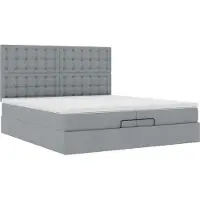 Syfax Ottoman-Bett mit Matratzen Hellgrau 200x200 cm Stoff