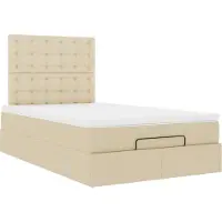 Syfax Ottoman-Bett mit Matratze Creme 120x200 cm Stoff