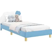Syfax Kinderbettgestell mit Kopfteil Blau 90 x 200 cm PU