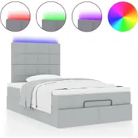 Syfax Ottoman-Bett mit Matratze & LEDs Hellgrau 120x200 cm Stoff