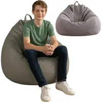 AD,CON Sitzsack mit ECO Füllung Puff Relax-Sessel Sitzkissen Bodenkissen Bean Bag 80x90x50cm 185L Dunkelgrau